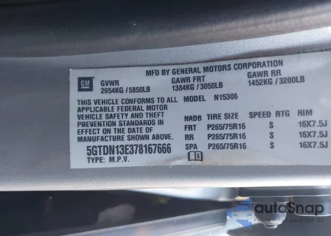 2007 Hummer H3 Suv z USA, uszkodzony, nr VIN 5GTDN13E378167666